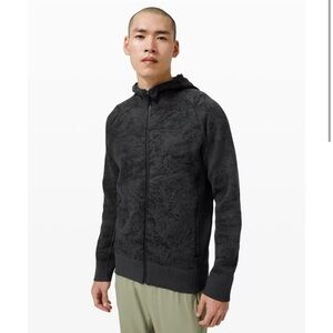 Lululemon End State Jacket Large Graphite Grey Black Full Zip Hooded Run Gym